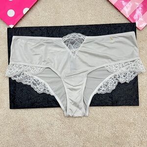Victoria’s Secret Very Sexy white Micro Lace Insert Satin Cheeky Panties Large L